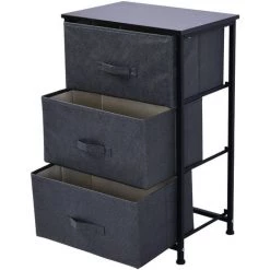 HOMCOM Meuble De Rangement 3 Tiroirs Chiffonnier Dim. 45L X 30l X 71H Cm Métal MDF Non Tissé Noir 11 HOMCOM Meuble De Rangement 3 Tiroirs Chiffonnier Dim. 45L X 30l X 71H Cm Métal MDF Non Tissé Noir -France HOMCOM Soldes 2022 13095957 5