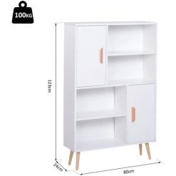 HOMCOM Bibliothèque Scandinave 4 Niches + 2 Placards Avec étagère Dim. 80L X 24l X 123H Cm Pieds Effilés Inclinés Bois Massif Panneaux Particules Blanc - Blanc 9 HOMCOM Bibliothèque Scandinave 4 Niches + 2 Placards Avec étagère Dim. 80L X 24l X 123H Cm Pieds Effilés Inclinés Bois Massif Panneaux Particules Blanc - Blanc -France HOMCOM Soldes 2022 13201105 3