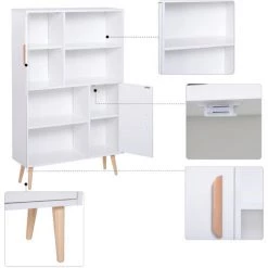 HOMCOM Bibliothèque Scandinave 4 Niches + 2 Placards Avec étagère Dim. 80L X 24l X 123H Cm Pieds Effilés Inclinés Bois Massif Panneaux Particules Blanc - Blanc 10 HOMCOM Bibliothèque Scandinave 4 Niches + 2 Placards Avec étagère Dim. 80L X 24l X 123H Cm Pieds Effilés Inclinés Bois Massif Panneaux Particules Blanc - Blanc -France HOMCOM Soldes 2022 13201105 4