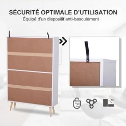 HOMCOM Bibliothèque Scandinave 4 Niches + 2 Placards Avec étagère Dim. 80L X 24l X 123H Cm Pieds Effilés Inclinés Bois Massif Panneaux Particules Blanc - Blanc 11 HOMCOM Bibliothèque Scandinave 4 Niches + 2 Placards Avec étagère Dim. 80L X 24l X 123H Cm Pieds Effilés Inclinés Bois Massif Panneaux Particules Blanc - Blanc -France HOMCOM Soldes 2022 13201105 5