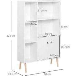 HOMCOM Bibliothèque Scandinave Dim. 80L X 23,5l X 123H Cm 5 Niches Placard 2 Portes Pieds Effilés Inclinés Bois Massif Panneaux Particules Blanc - Blanc 9 HOMCOM Bibliothèque Scandinave Dim. 80L X 23,5l X 123H Cm 5 Niches Placard 2 Portes Pieds Effilés Inclinés Bois Massif Panneaux Particules Blanc - Blanc -France HOMCOM Soldes 2022 13201106 3