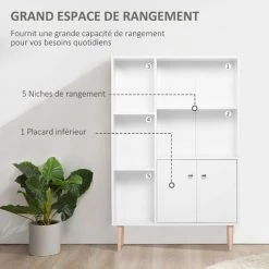 HOMCOM Bibliothèque Scandinave Dim. 80L X 23,5l X 123H Cm 5 Niches Placard 2 Portes Pieds Effilés Inclinés Bois Massif Panneaux Particules Blanc - Blanc 10 HOMCOM Bibliothèque Scandinave Dim. 80L X 23,5l X 123H Cm 5 Niches Placard 2 Portes Pieds Effilés Inclinés Bois Massif Panneaux Particules Blanc - Blanc -France HOMCOM Soldes 2022 13201106 4