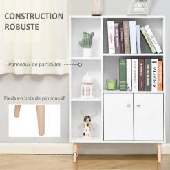 HOMCOM Bibliothèque Scandinave Dim. 80L X 23,5l X 123H Cm 5 Niches Placard 2 Portes Pieds Effilés Inclinés Bois Massif Panneaux Particules Blanc - Blanc 11 HOMCOM Bibliothèque Scandinave Dim. 80L X 23,5l X 123H Cm 5 Niches Placard 2 Portes Pieds Effilés Inclinés Bois Massif Panneaux Particules Blanc - Blanc -France HOMCOM Soldes 2022 13201106 5