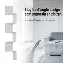 HOMCOM Étagère D'angle étagère De Rangement Design Contemporain Zig Zag 20L X 20l X 126H Cm 5 Niveaux Panneaux De Particules Blanc - Blanc 11 HOMCOM Étagère D'angle étagère De Rangement Design Contemporain Zig Zag 20L X 20l X 126H Cm 5 Niveaux Panneaux De Particules Blanc - Blanc -France HOMCOM Soldes 2022 13224196 5