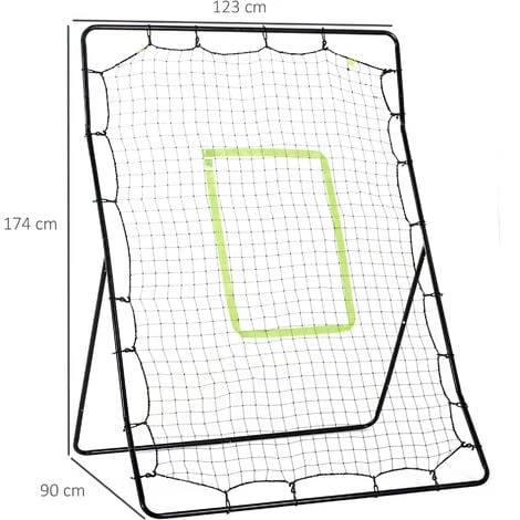HOMCOM Filet De Rebond De Football 123L X 90l X 174H Cm Cible Et Sardines De Fixation Fournies Noir Vert - Noir 5 HOMCOM Filet De Rebond De Football 123L X 90l X 174H Cm Cible Et Sardines De Fixation Fournies Noir Vert - Noir – Image 3