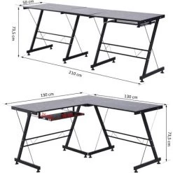 HOMCOM Bureau D'angle Bureau Informatique Design Moderne Métal MDF Imitation Veinage Bois Noir - Noir 9 HOMCOM Bureau D'angle Bureau Informatique Design Moderne Métal MDF Imitation Veinage Bois Noir - Noir -France HOMCOM Soldes 2022 13677125 3