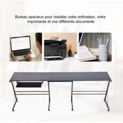 HOMCOM Bureau D'angle Bureau Informatique Design Moderne Métal MDF Imitation Veinage Bois Noir - Noir 11 HOMCOM Bureau D'angle Bureau Informatique Design Moderne Métal MDF Imitation Veinage Bois Noir - Noir -France HOMCOM Soldes 2022 13677125 5