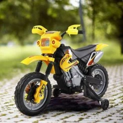 HOMCOM Moto Cross électrique Enfant 3 à 6 Ans 6 V Phares Klaxon Musiques 102 X 53 X 66 Cm Jaune Et Noir -France HOMCOM Soldes 2022 14470671 2