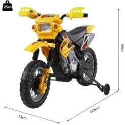 HOMCOM Moto Cross électrique Enfant 3 à 6 Ans 6 V Phares Klaxon Musiques 102 X 53 X 66 Cm Jaune Et Noir -France HOMCOM Soldes 2022 14470671 3
