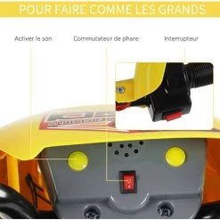 HOMCOM Moto Cross électrique Enfant 3 à 6 Ans 6 V Phares Klaxon Musiques 102 X 53 X 66 Cm Jaune Et Noir -France HOMCOM Soldes 2022 14470671 5