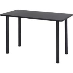 HOMCOM Table à Manger Style Contemporain 4 Personnes Dim. 120L X 60l X 76H Cm Panneaux Particules Acier Inoxydable Noir - Noir