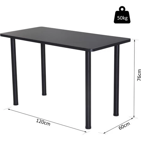 HOMCOM Table à Manger Style Contemporain 4 Personnes Dim. 120L X 60l X 76H Cm Panneaux Particules Acier Inoxydable Noir - Noir 5 HOMCOM Table à Manger Style Contemporain 4 Personnes Dim. 120L X 60l X 76H Cm Panneaux Particules Acier Inoxydable Noir - Noir – Image 3