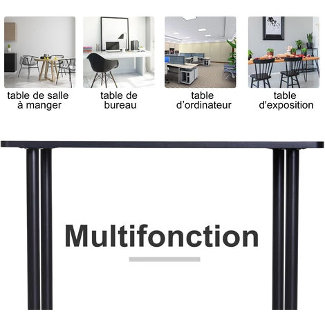 HOMCOM Table à Manger Style Contemporain 4 Personnes Dim. 120L X 60l X 76H Cm Panneaux Particules Acier Inoxydable Noir - Noir 6 HOMCOM Table à Manger Style Contemporain 4 Personnes Dim. 120L X 60l X 76H Cm Panneaux Particules Acier Inoxydable Noir - Noir – Image 4