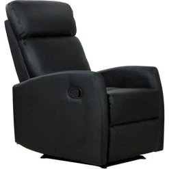 HOMCOM Fauteuil De Relaxation Inclinable 170° Avec Repose-pied Ajustable Revêtement Synthétique Noir