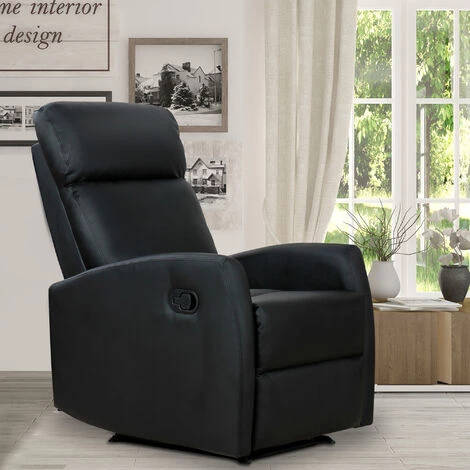 HOMCOM Fauteuil De Relaxation Inclinable 170° Avec Repose-pied Ajustable Revêtement Synthétique Noir 4 HOMCOM Fauteuil De Relaxation Inclinable 170° Avec Repose-pied Ajustable Revêtement Synthétique Noir – Image 2