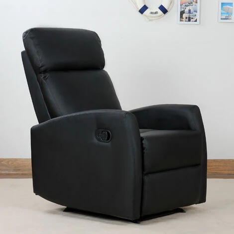 HOMCOM Fauteuil De Relaxation Inclinable 170° Avec Repose-pied Ajustable Revêtement Synthétique Noir 6 HOMCOM Fauteuil De Relaxation Inclinable 170° Avec Repose-pied Ajustable Revêtement Synthétique Noir – Image 4