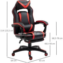 HOMCOM Fauteuil De Bureau Manager Grand Confort Style Baquet Racing Gamer Pivotant Inclinable Avec Coussins Et Repose-pieds Revêtement Synthétique Noir Rouge - Rouge 9 HOMCOM Fauteuil De Bureau Manager Grand Confort Style Baquet Racing Gamer Pivotant Inclinable Avec Coussins Et Repose-pieds Revêtement Synthétique Noir Rouge - Rouge -France HOMCOM Soldes 2022 14604669 3
