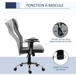 HOMCOM Fauteuil De Bureau Ergonomique Hauteur Assise Réglable Pivotant 360° Revêtement Synthétique Et Maille Gris - Gris 9 HOMCOM Fauteuil De Bureau Ergonomique Hauteur Assise Réglable Pivotant 360° Revêtement Synthétique Et Maille Gris - Gris -France HOMCOM Soldes 2022 14604687 3