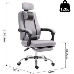 HOMCOM Fauteuil De Bureau Manager Grand Confort Repose-pied Tétière + Coussin Lombaires Intégrés Dossier Inclinable Revêtement Tissu Micro Perforé Gris Noir - Gris 9 HOMCOM Fauteuil De Bureau Manager Grand Confort Repose-pied Tétière + Coussin Lombaires Intégrés Dossier Inclinable Revêtement Tissu Micro Perforé Gris Noir - Gris -France HOMCOM Soldes 2022 14604711 3