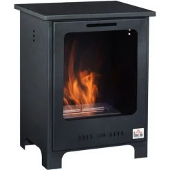 HOMCOM Cheminée Bioéthanol Sur Pieds Style Néo-rétro Poêle 1 Brûleur 1,5 L Dim. 40L X 30l X 50H Cm Couverture 20-25 M² Noir - Noir