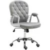 HOMCOM Fauteuil Chaise De Bureau Style Contemporain Hauteur Réglable Roulettes Pivotant Velours 60 X 61 X 95-105 Cm Gris - Gris