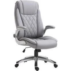 HOMCOM Fauteuil De Bureau Ergonomique Hauteur Réglable Roulettes Pivotant P.U 70 X 76 X 121 Cm Gris - Gris