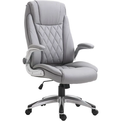 HOMCOM Fauteuil De Bureau Ergonomique Hauteur Réglable Roulettes Pivotant P.U 70 X 76 X 121 Cm Gris - Gris 3 HOMCOM Fauteuil De Bureau Ergonomique Hauteur Réglable Roulettes Pivotant P.U 70 X 76 X 121 Cm Gris - Gris