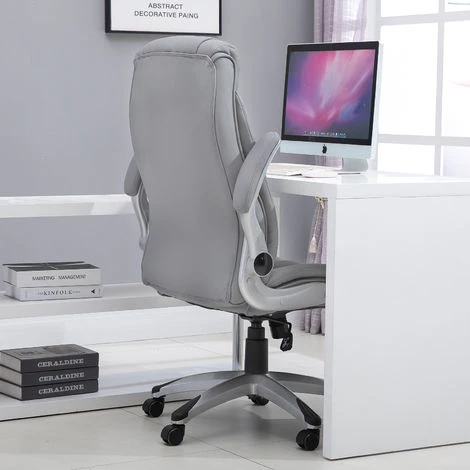 HOMCOM Fauteuil De Bureau Ergonomique Hauteur Réglable Roulettes Pivotant P.U 70 X 76 X 121 Cm Gris - Gris 6 HOMCOM Fauteuil De Bureau Ergonomique Hauteur Réglable Roulettes Pivotant P.U 70 X 76 X 121 Cm Gris - Gris – Image 4