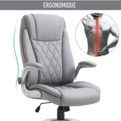 HOMCOM Fauteuil De Bureau Ergonomique Hauteur Réglable Roulettes Pivotant P.U 70 X 76 X 121 Cm Gris - Gris 11 HOMCOM Fauteuil De Bureau Ergonomique Hauteur Réglable Roulettes Pivotant P.U 70 X 76 X 121 Cm Gris - Gris -France HOMCOM Soldes 2022 14945472 5