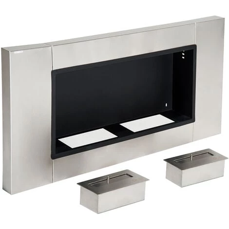 HOMCOM Cheminée Bioéthanol Murale Design Bauhaus 2 Brûleurs 3 L Couverture 25-30 M² Acier Inox Brossé 7 HOMCOM Cheminée Bioéthanol Murale Design Bauhaus 2 Brûleurs 3 L Couverture 25-30 M² Acier Inox Brossé – Image 5