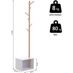 HOMCOM Meuble Rangement Porte-manteaux 2 En 1 Design Contemporain Cosy Dim. 40L X 30l X 180H Cm MDF Blanc Bois Massif Bambou - Blanc 9 HOMCOM Meuble Rangement Porte-manteaux 2 En 1 Design Contemporain Cosy Dim. 40L X 30l X 180H Cm MDF Blanc Bois Massif Bambou - Blanc -France HOMCOM Soldes 2022 14982969 3