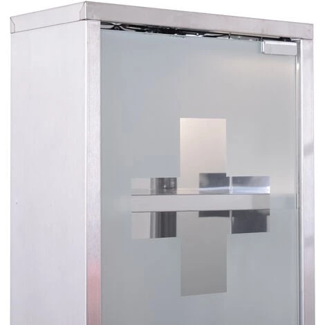 HOMCOM Armoire à Pharmacie 2 étagères 3 Niveaux Verrouillable Porte Verre Trempé Dépoli Logo Croix 25L X 12l X 48H Cm Acier Inox 7 HOMCOM Armoire à Pharmacie 2 étagères 3 Niveaux Verrouillable Porte Verre Trempé Dépoli Logo Croix 25L X 12l X 48H Cm Acier Inox – Image 5