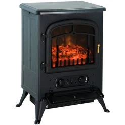 HOMCOM Cheminée électrique Poêle Style Rétro Thermostat 1000-2000 W Noir -France HOMCOM Soldes 2022 14982973 4