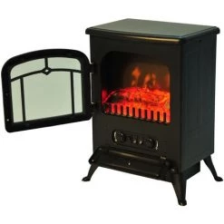 HOMCOM Cheminée électrique Poêle Style Rétro Thermostat 1000-2000 W Noir -France HOMCOM Soldes 2022 14982973 5