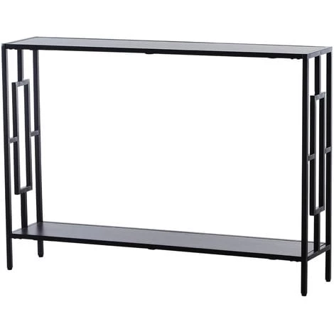 HOMCOM Console Table D'appoint Design Industriel Dim. 106L X 23l X 76H Cm étagère Acier Noir Panneaux Particules Bois Gris - Gris 3 HOMCOM Console Table D'appoint Design Industriel Dim. 106L X 23l X 76H Cm étagère Acier Noir Panneaux Particules Bois Gris - Gris