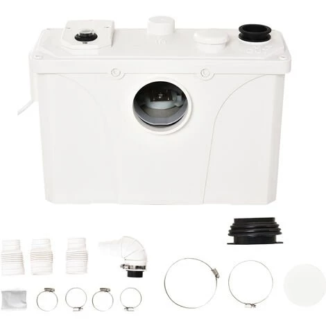 HOMCOM Broyeur Sanitaire WC Pompe De Relevage 700 W Silencieux Compact 4 Colliers Serrage + 4 Embouts Blanc - Blanc 2 HOMCOM Broyeur Sanitaire WC Pompe De Relevage 700 W Silencieux Compact 4 Colliers Serrage + 4 Embouts Blanc - Blanc