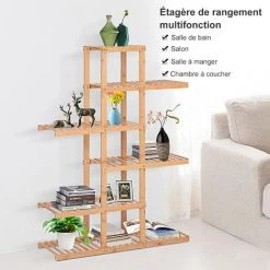 HOMCOM Etagère Salle De Bain Bambou Meuble De Rangement De Salle De Bain Design Cosy Naturel 6 Espaces De Rangement Dim. 98L X 28l X 132H Cm - Marron 10 HOMCOM Etagère Salle De Bain Bambou Meuble De Rangement De Salle De Bain Design Cosy Naturel 6 Espaces De Rangement Dim. 98L X 28l X 132H Cm - Marron -France HOMCOM Soldes 2022 15359584 4