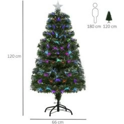 HOMCOM Sapin De Noël Artificiel Lumineux Fibre Optique LED Multicolore + Support Pied Ø 66 X 120H Cm 130 Branches étoile Sommet Brillante Vert - Vert 9 HOMCOM Sapin De Noël Artificiel Lumineux Fibre Optique LED Multicolore + Support Pied Ø 66 X 120H Cm 130 Branches étoile Sommet Brillante Vert - Vert -France HOMCOM Soldes 2022 15731045 3
