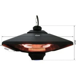HOMCOM Outsunny Chauffage Radiant Suspendu 43L X 43l X 25H Cm 2 Tubes 1000/2000 W Extérieur Intérieur Télécommande éclairage LED Intégré Noir 9 HOMCOM Outsunny Chauffage Radiant Suspendu 43L X 43l X 25H Cm 2 Tubes 1000/2000 W Extérieur Intérieur Télécommande éclairage LED Intégré Noir -France HOMCOM Soldes 2022 15731048 3