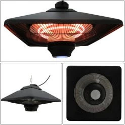 HOMCOM Outsunny Chauffage Radiant Suspendu 43L X 43l X 25H Cm 2 Tubes 1000/2000 W Extérieur Intérieur Télécommande éclairage LED Intégré Noir 10 HOMCOM Outsunny Chauffage Radiant Suspendu 43L X 43l X 25H Cm 2 Tubes 1000/2000 W Extérieur Intérieur Télécommande éclairage LED Intégré Noir -France HOMCOM Soldes 2022 15731048 4