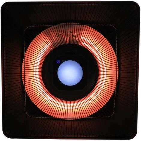 HOMCOM Outsunny Chauffage Radiant Suspendu 43L X 43l X 25H Cm 2 Tubes 1000/2000 W Extérieur Intérieur Télécommande éclairage LED Intégré Noir 7 HOMCOM Outsunny Chauffage Radiant Suspendu 43L X 43l X 25H Cm 2 Tubes 1000/2000 W Extérieur Intérieur Télécommande éclairage LED Intégré Noir – Image 5