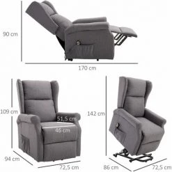 HOMCOM Fauteuil De Relaxation électrique Fauteuil Releveur Inclinable Avec Repose-pied Ajustable Lin Gris Chiné -France HOMCOM Soldes 2022 15874220 3