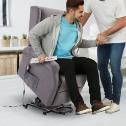 HOMCOM Fauteuil De Relaxation électrique Fauteuil Releveur Inclinable Avec Repose-pied Ajustable Lin Gris Chiné -France HOMCOM Soldes 2022 15874220 4