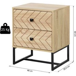 HOMCOM Table De Chevet Table De Nuit Style Graphique 48L X 39,5l X 60H Cm 2 Tiroirs Métal Noir Panneaux Particules MDF Imitation Bois Clair - Beige 9 HOMCOM Table De Chevet Table De Nuit Style Graphique 48L X 39,5l X 60H Cm 2 Tiroirs Métal Noir Panneaux Particules MDF Imitation Bois Clair - Beige -France HOMCOM Soldes 2022 15884430 3