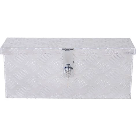 HOMCOM Boite De Rangement - Boîte à Outils En Aluminium - Caisse à Outil Alu. Verrouillage Clé Dim. 50L X 15,5l X 20,5H Cm - Gris 4 HOMCOM Boite De Rangement - Boîte à Outils En Aluminium - Caisse à Outil Alu. Verrouillage Clé Dim. 50L X 15,5l X 20,5H Cm - Gris – Image 2