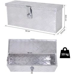 HOMCOM Boite De Rangement - Boîte à Outils En Aluminium - Caisse à Outil Alu. Verrouillage Clé Dim. 50L X 15,5l X 20,5H Cm - Gris 9 HOMCOM Boite De Rangement - Boîte à Outils En Aluminium - Caisse à Outil Alu. Verrouillage Clé Dim. 50L X 15,5l X 20,5H Cm - Gris -France HOMCOM Soldes 2022 15884432 3