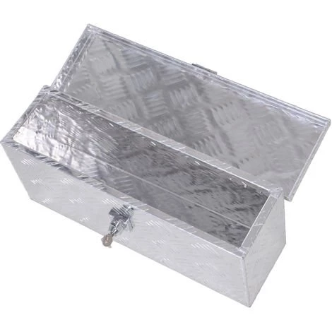 HOMCOM Boite De Rangement - Boîte à Outils En Aluminium - Caisse à Outil Alu. Verrouillage Clé Dim. 50L X 15,5l X 20,5H Cm - Gris 6 HOMCOM Boite De Rangement - Boîte à Outils En Aluminium - Caisse à Outil Alu. Verrouillage Clé Dim. 50L X 15,5l X 20,5H Cm - Gris – Image 4