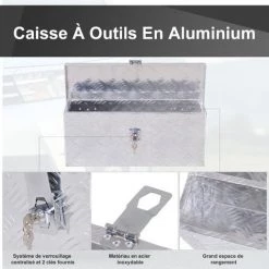 HOMCOM Boite De Rangement - Boîte à Outils En Aluminium - Caisse à Outil Alu. Verrouillage Clé Dim. 50L X 15,5l X 20,5H Cm - Gris 11 HOMCOM Boite De Rangement - Boîte à Outils En Aluminium - Caisse à Outil Alu. Verrouillage Clé Dim. 50L X 15,5l X 20,5H Cm - Gris -France HOMCOM Soldes 2022 15884432 5