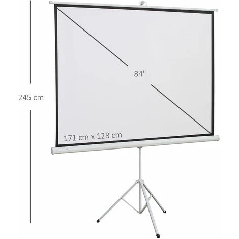 HOMCOM Écran De Projection Avec Support Trépied Réglable En Hauteur Home-cinéma Vidéo Projecteur Format 4:3 84 Pouces Blanc - Blanc 4 HOMCOM Écran De Projection Avec Support Trépied Réglable En Hauteur Home-cinéma Vidéo Projecteur Format 4:3 84 Pouces Blanc - Blanc – Image 3