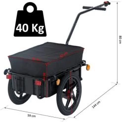 HOMCOM Remorque Vélo Remorque De Transport Pour Vélo 144L X 59l X 80H Cm Barre D'attelage Universelle Acier Noir 9 HOMCOM Remorque Vélo Remorque De Transport Pour Vélo 144L X 59l X 80H Cm Barre D'attelage Universelle Acier Noir -France HOMCOM Soldes 2022 16630701 3
